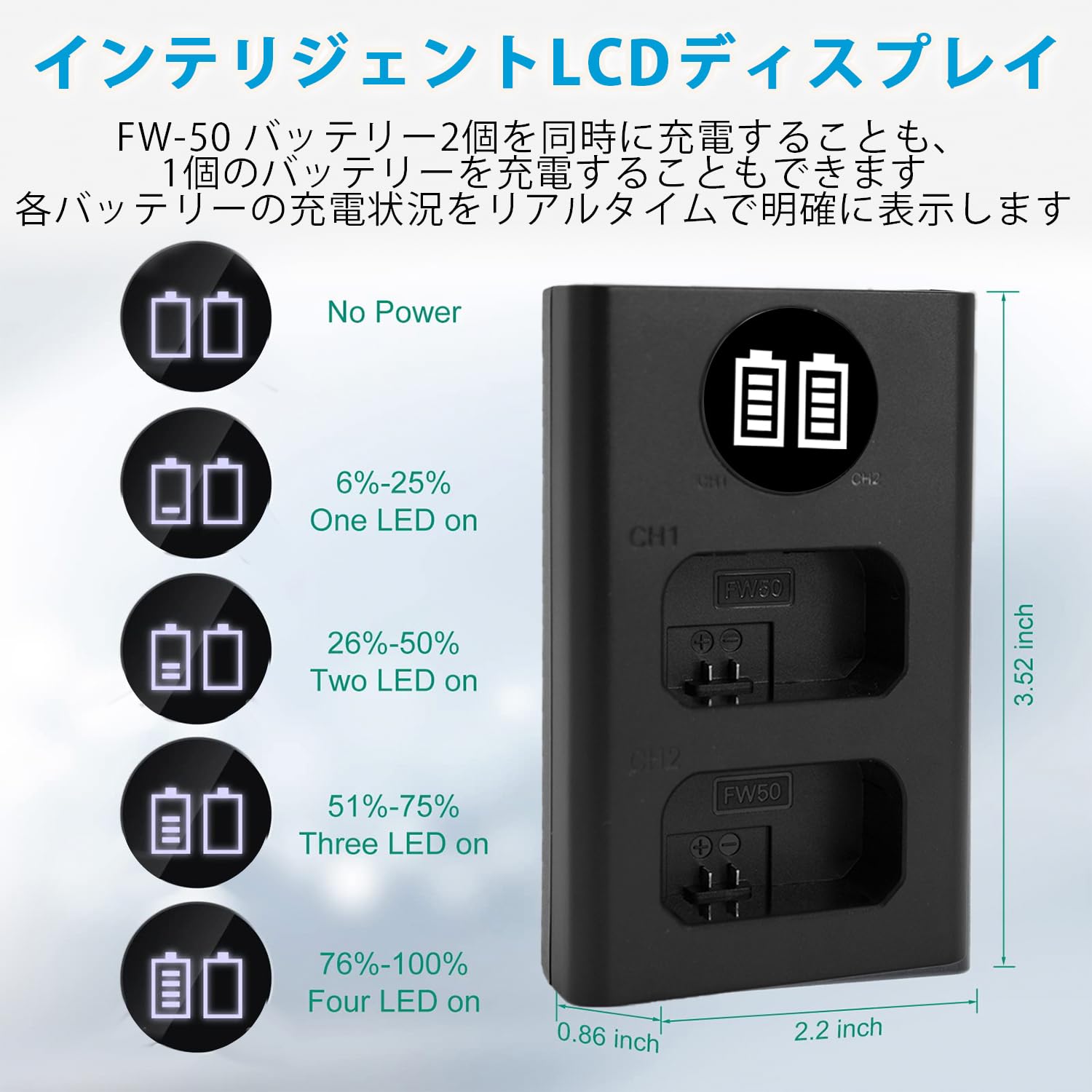 Amazon | KWTOUL NP-FW50 バッテリー充電器 USB デュアル充電器 LCD