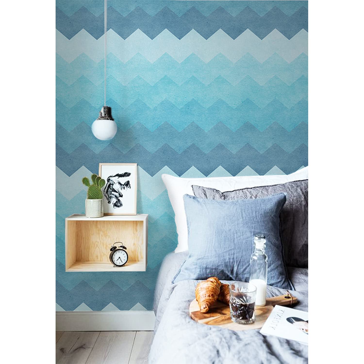 Papier peint Aqua zigzag 250x250cm pour masquer les imperfections