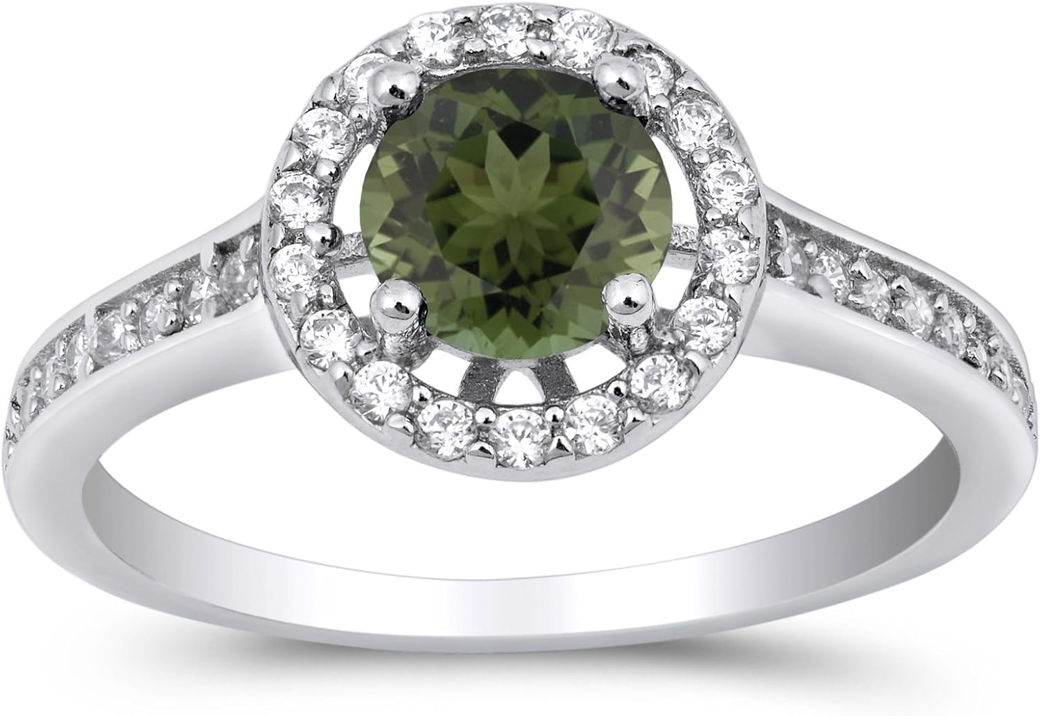 CHOOSE YOUR COLOR Sterling Silver Round Halo Wedding Ring