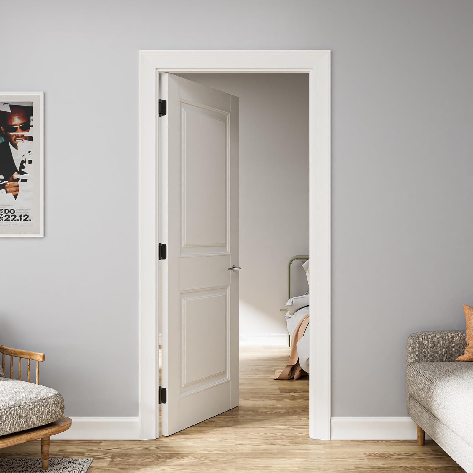 Paquete de 3 bisagras de puerta de cierre automático de 3.5 pulgadas, bisagras con resorte negro mate con esquinas de radio de 5/8 pulgadas, tensión ajustable para garaje, puerta delantera, puerta