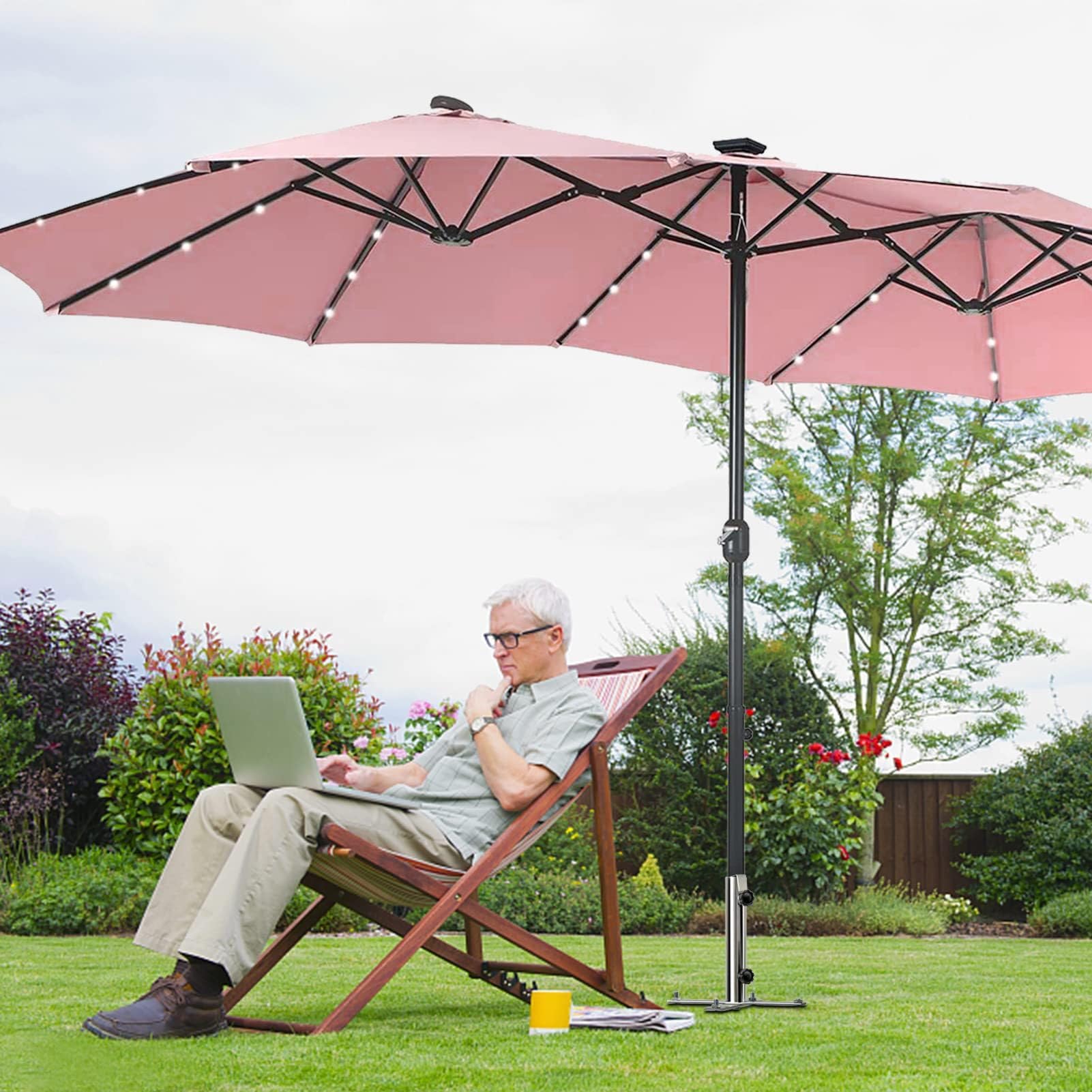 Verstellbarer Sonnenschirm, Sandsockel, 4 Zinken, robuste Unterstützung, stabiler Terrassenschirm-Halter für Garten, Rasen, Camping, Veranstaltungen und Bootfahren