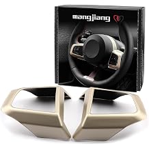 Steering Wheel Cover Dashboard Panel Sticker Caps Case Compatible with Mini Cooper 2024 2025+ EV/Fuel J01 J05 U25 F65 F66 F67 Champagne Gold