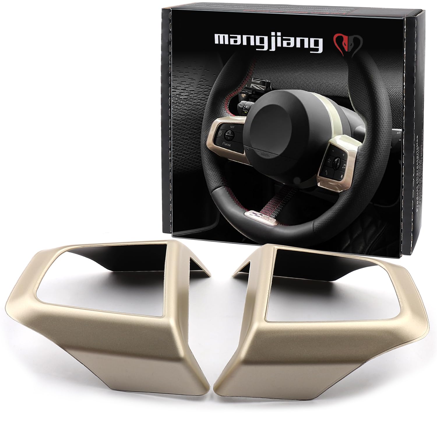 Steering Wheel Cover Dashboard Panel Sticker Caps Case Compatible with Mini Cooper 2024 2025+ EV/Fuel J01 J05 U25 F65 F66 F67 (Champagne Gold)