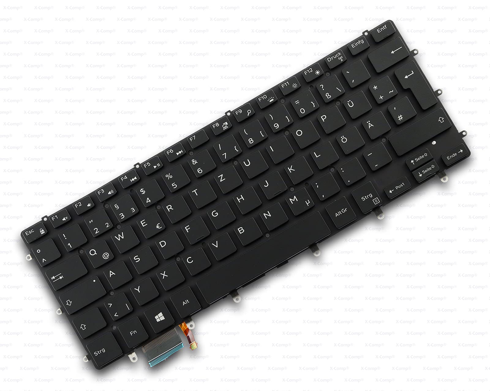 German Keyboard without Frame with Backlight for Dell XPS 15 9550/9560/9570/7590 Precision 5510/5520/5530/5540 Series Black