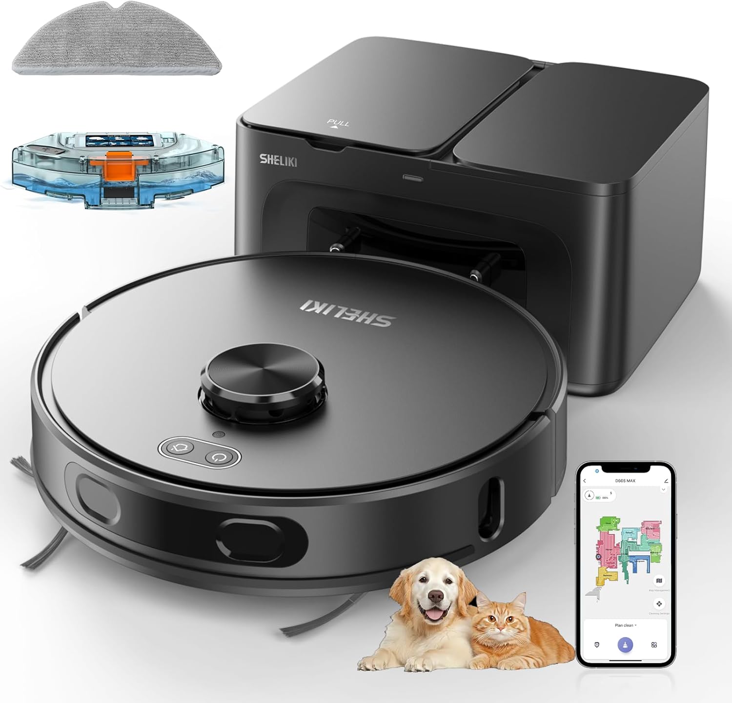 Robot Vacuum and Mop Combo, 70-Day Self-Emptying Robotic Vacuum Cleaner, Super Thin, Quiet, LiDAR Navigation, App & Voice Control, Perfect for Pet Hair, Carpets, Hard Floors, Gray