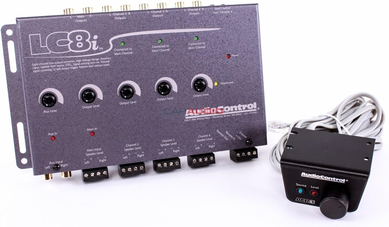 Audio Control LC8IGRAY Eight Channel Line Output Converter with Auxiliary Input