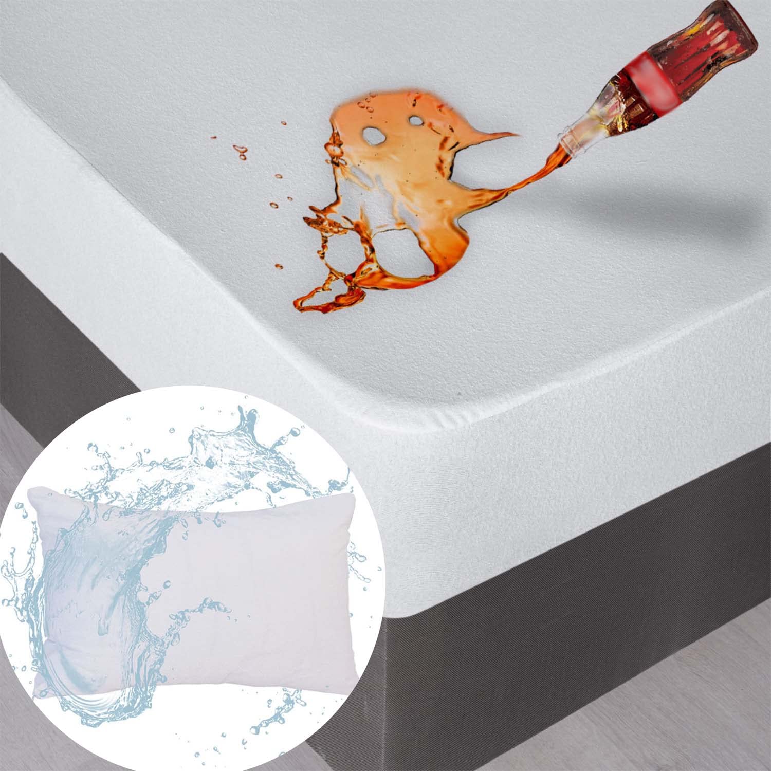 Waterproof Mattress Protector Twin Size with 1 Pillow Cover - Breathable Hypoallergenic Cotton Terry Mattress Protector for Safe