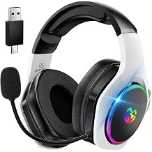 Tatybo Wireless Gaming Headset f r Ps5/Ps4/PC/Switch 2.4GHz & Bluetooth unter 25 ms Latenz 35 Std Laufzeit atmungsaktive Ohrpolster RGB Kabelloses Gaming Headset Schwarz-Wei