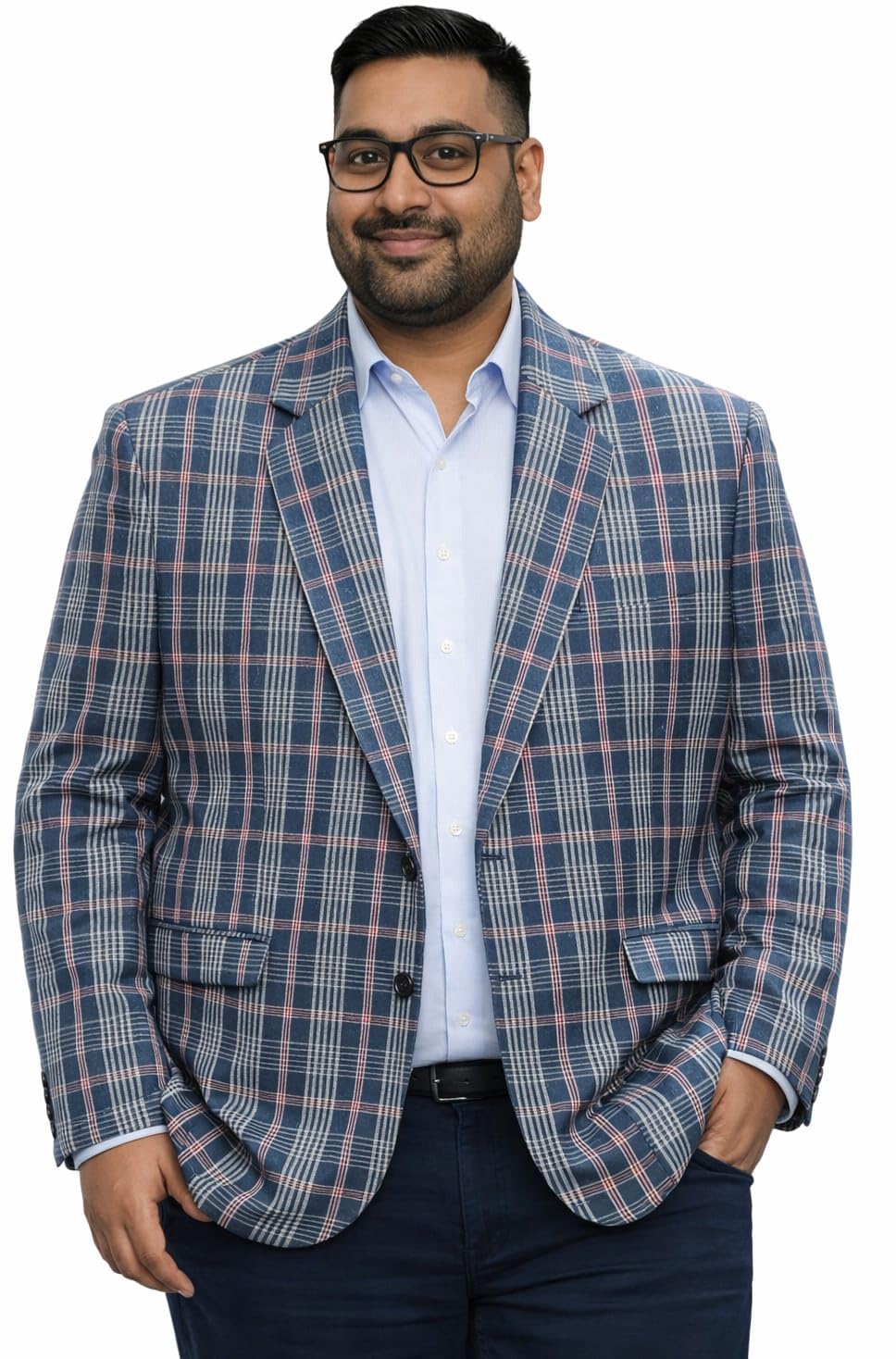 ifox lifestyle Men's Dark Blue Checkered Blazer, Plus/Big/Tall Size, Single Breasted, Formal, Party, Casual, All Occasion Wear-picture-14