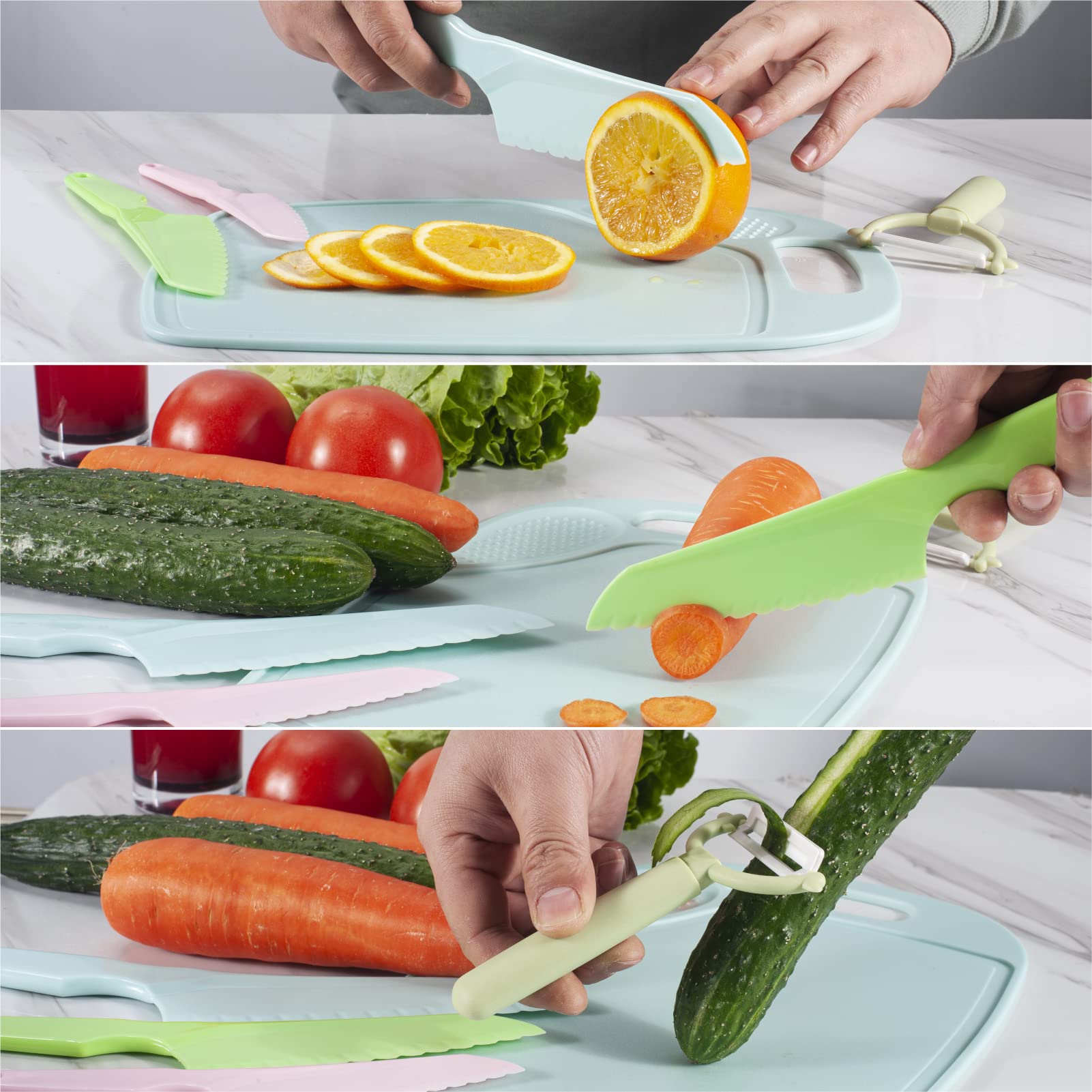 Coltelli Per Bambini Set Da Cucina In Nylon Da 3 Pezzi: Coltelli Da Cucina In Nylon Da 3 Pezzi Coltelli Da Cucina Per Bambini In 3 Misure E~p154709324