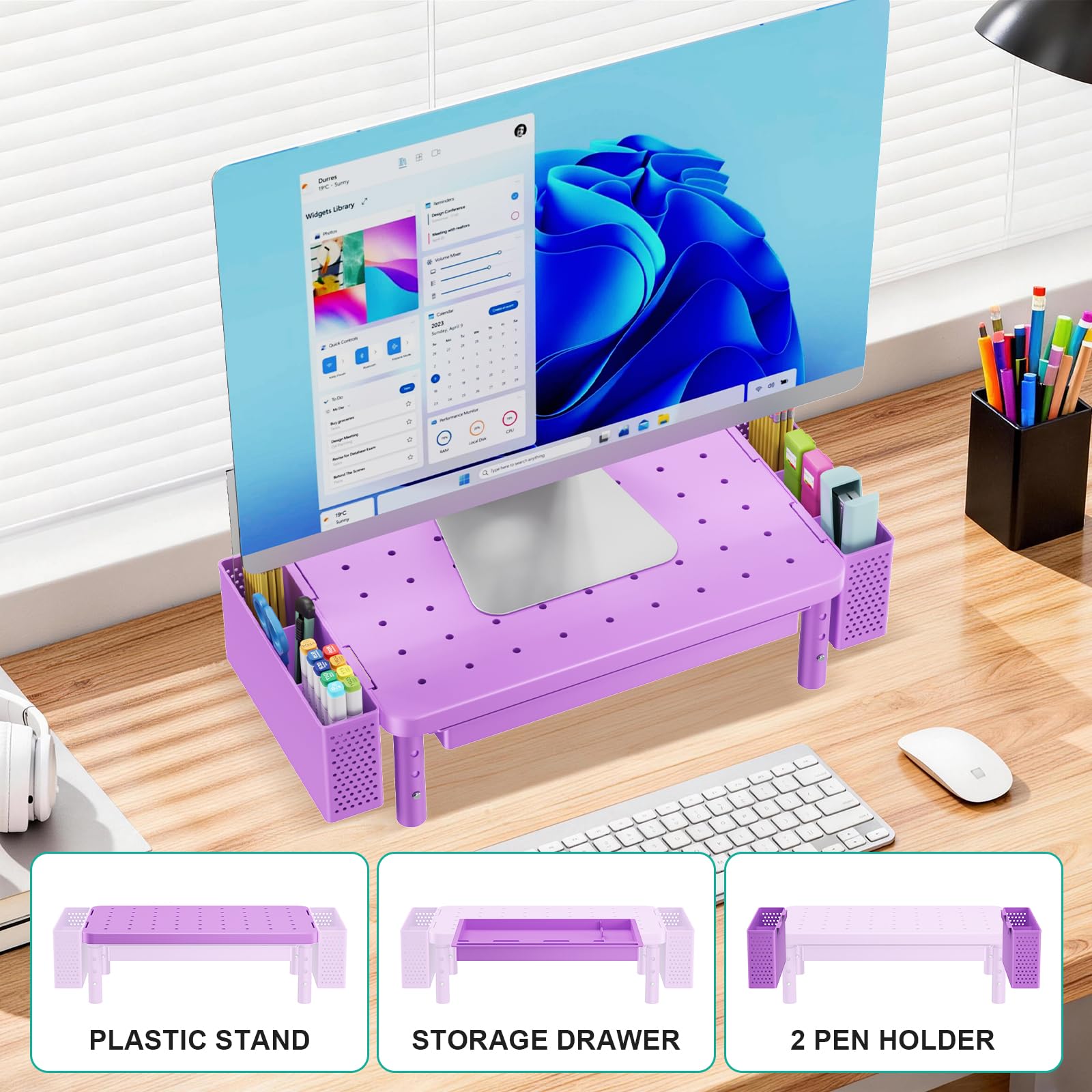 WALI Computer Monitor Stand with Storage and Pen Holder view 8
