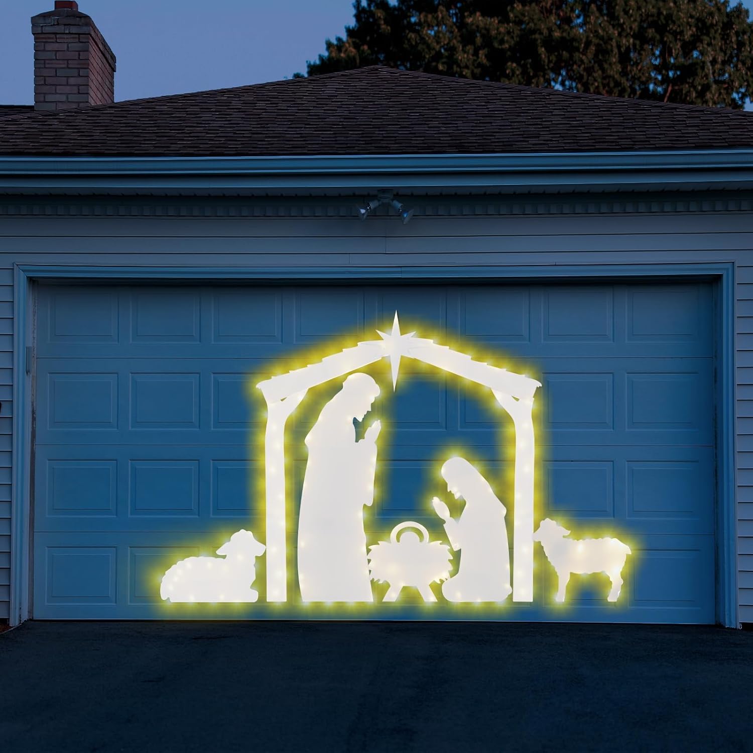 Lighted Christmas Nativity Decorations Outdoor, Large Christmas Nativity Scene Silhouettes Set Holy Family Nativity Cutouts for Holiday Xmas Garage Door Lawn Yard Patio Porch Decor Outside