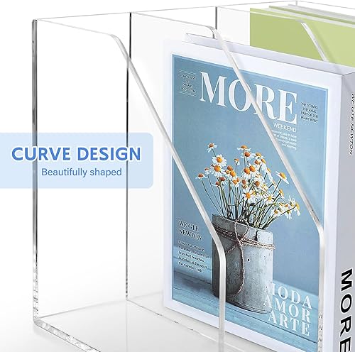 Miniatura 5 de Bandeja de papel acrílico apilable para cartas, organizador de escritorio de papel transparente, 3 niveles, soporte de archivo de escritorio A4 para