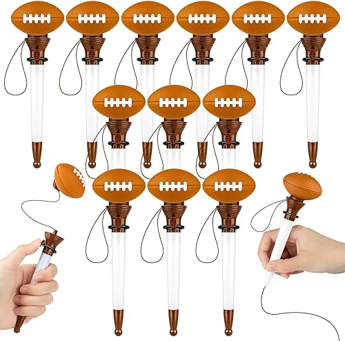 HFAYDZSW 12 bolígrafos de aro de fútbol, divertidos temas deportivos, novedosos bolígrafos de tinta negra para fiesta de cumpleaños, premios,