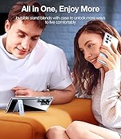 Vista 6 de TORRAS for Samsung Galaxy S23 Ultra Case Clear with Kickstand Never Yellowing, [3-Way Built-in Kickstand] [10FT MIL-Grade Shockproof] Slim Clear