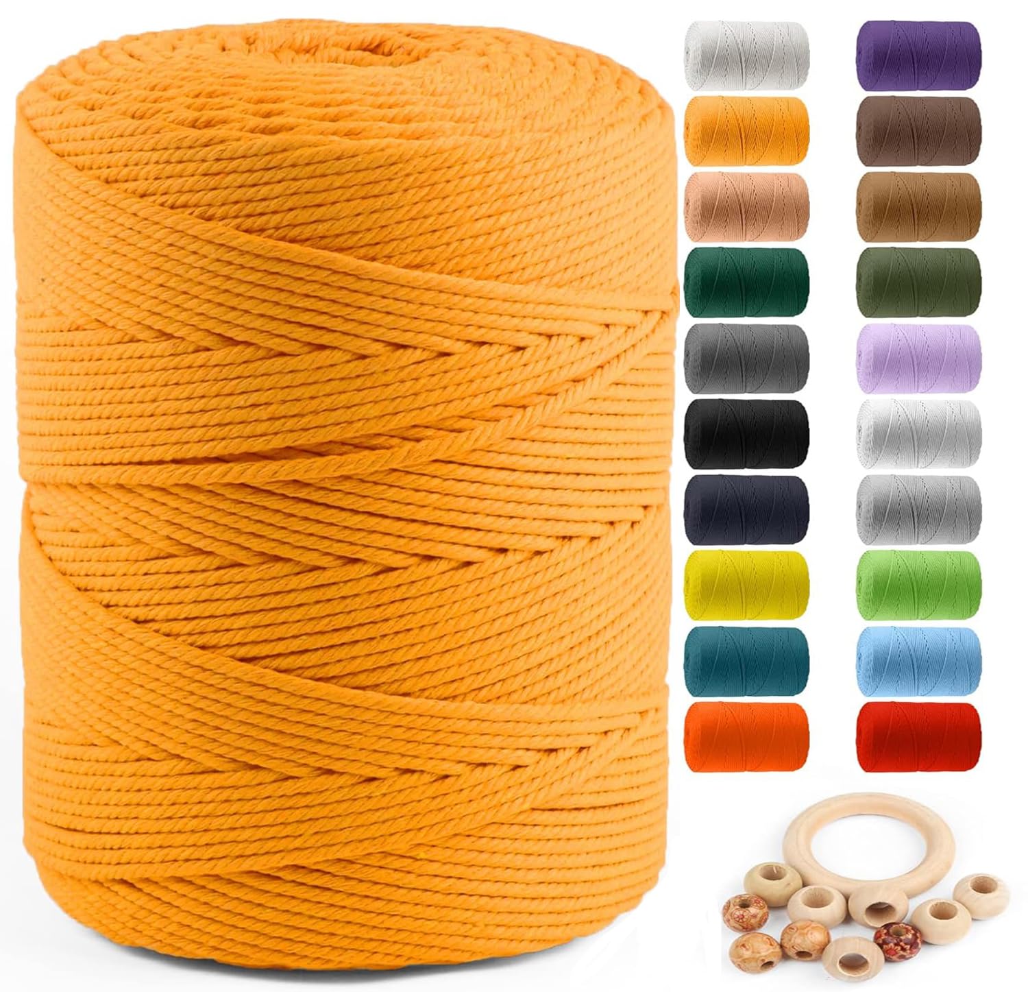 ZUEXT Macrame Cord, Golden, 4mm x 547yds Cotton String Macrame Yarn