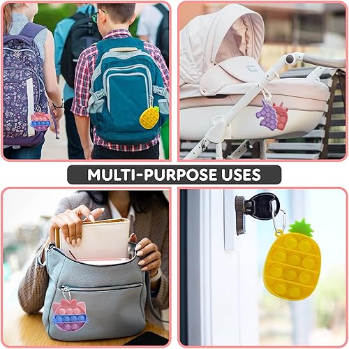Miniatura 4 de 4 piezas - Mini juguete sensorial Pop It Fidget para aliviar la ansiedad y el estrés llavero para adultos y niños. Oficina, escuela, sobre la