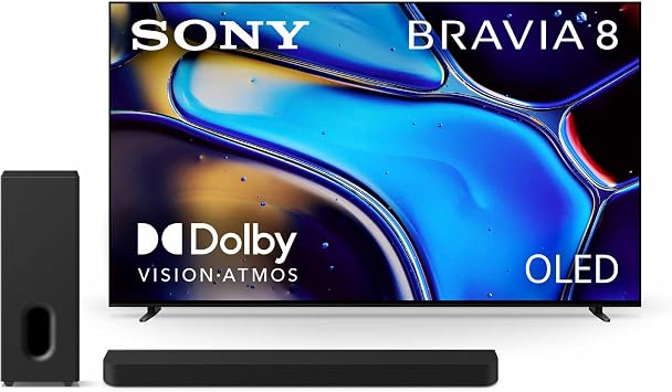 Sony BRAVIA 8 65-Inch 4K OLED Smart TV K-65XR80 with BRAVIA Theater Bar 7 9-Speaker Soundbar and Included BRAVIA Theater Sub 7 Wireless Subwoofer HT-AP710 Bundle