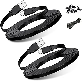 Basesailor Micro USB Power Cable 20 FT (2 Pack),6M Flat Micro USB Charging Power Cord,Charger for Wyze Cam Pan,Yi Cam,Nest Cam,Blink XT Camera,Furbo Dog 15,Arlo Q,Netvue 16,Xbox One Controller
