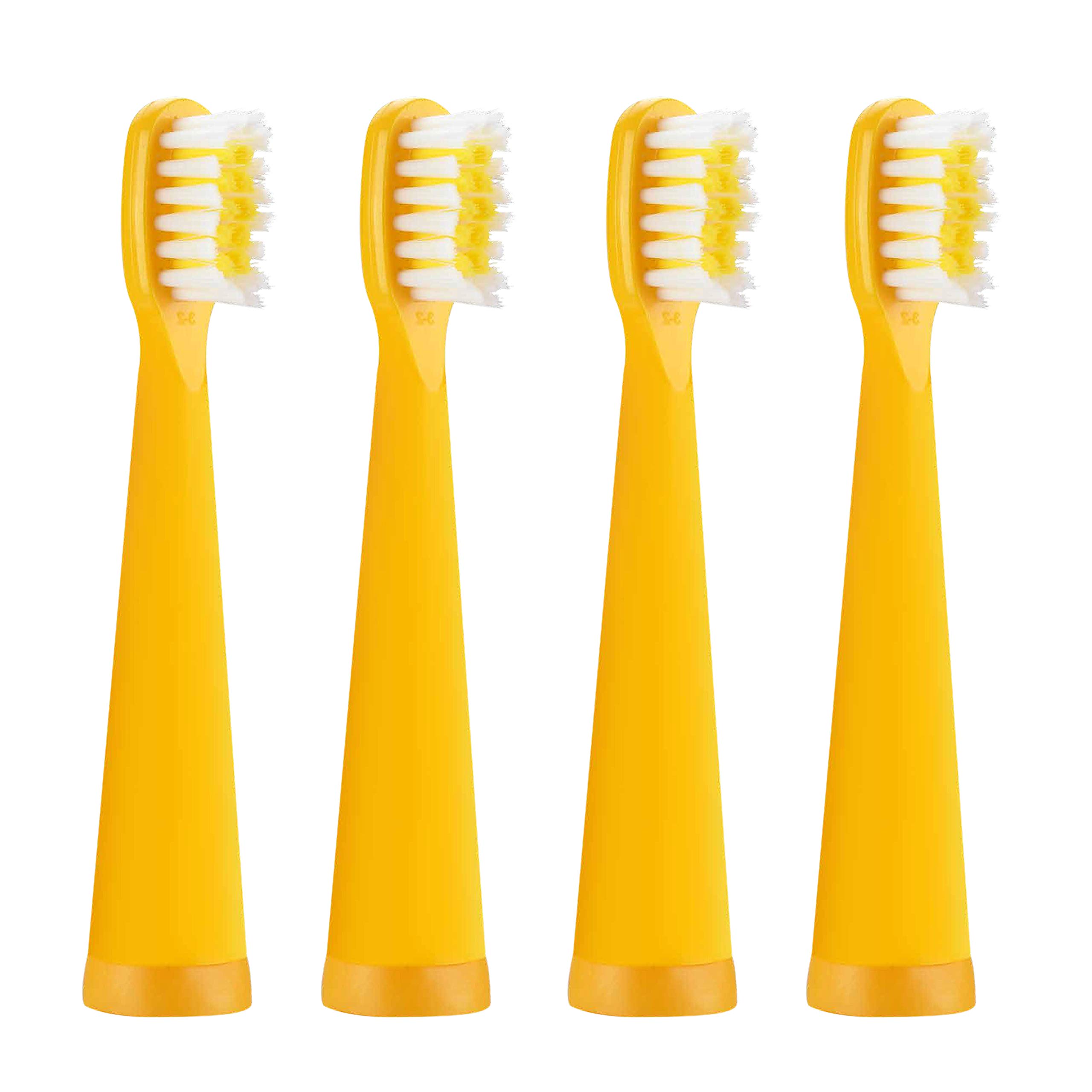 VEKKIA Kids Electric Toothbrush Replacement Heads （4Pack） Yellow