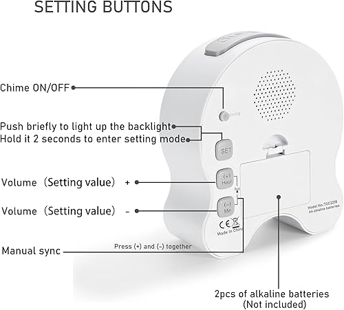 Miniatura 5 de Reloj parlante atómico, 5 juegos de alarmas separadas, habla inglesa, agradable, masculino o femenino, conmutable (todo negro)