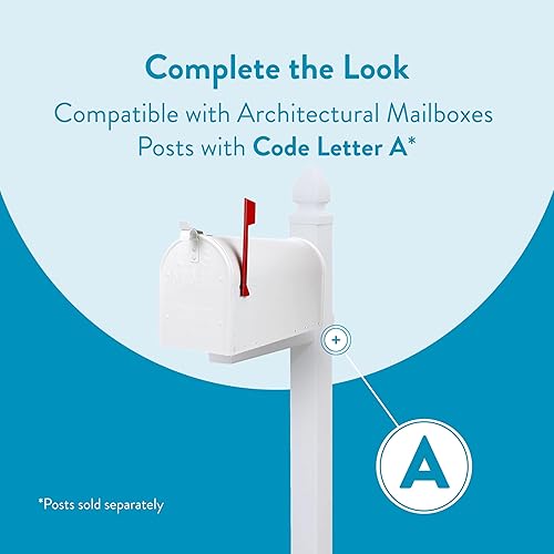 Miniatura 5 de Architectural Mailboxes Admiral ADM11WAM - Buzón de aluminio para montaje en poste, código de compatibilidad A, color blanco texturizado, capacidad