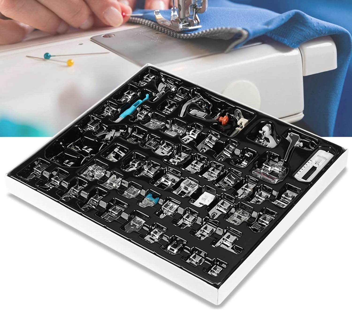 62pcs Sewing Machine Presser Foots Set, Sewing Machine Accessories Kit for Babylock, Elna, Sewing Machines