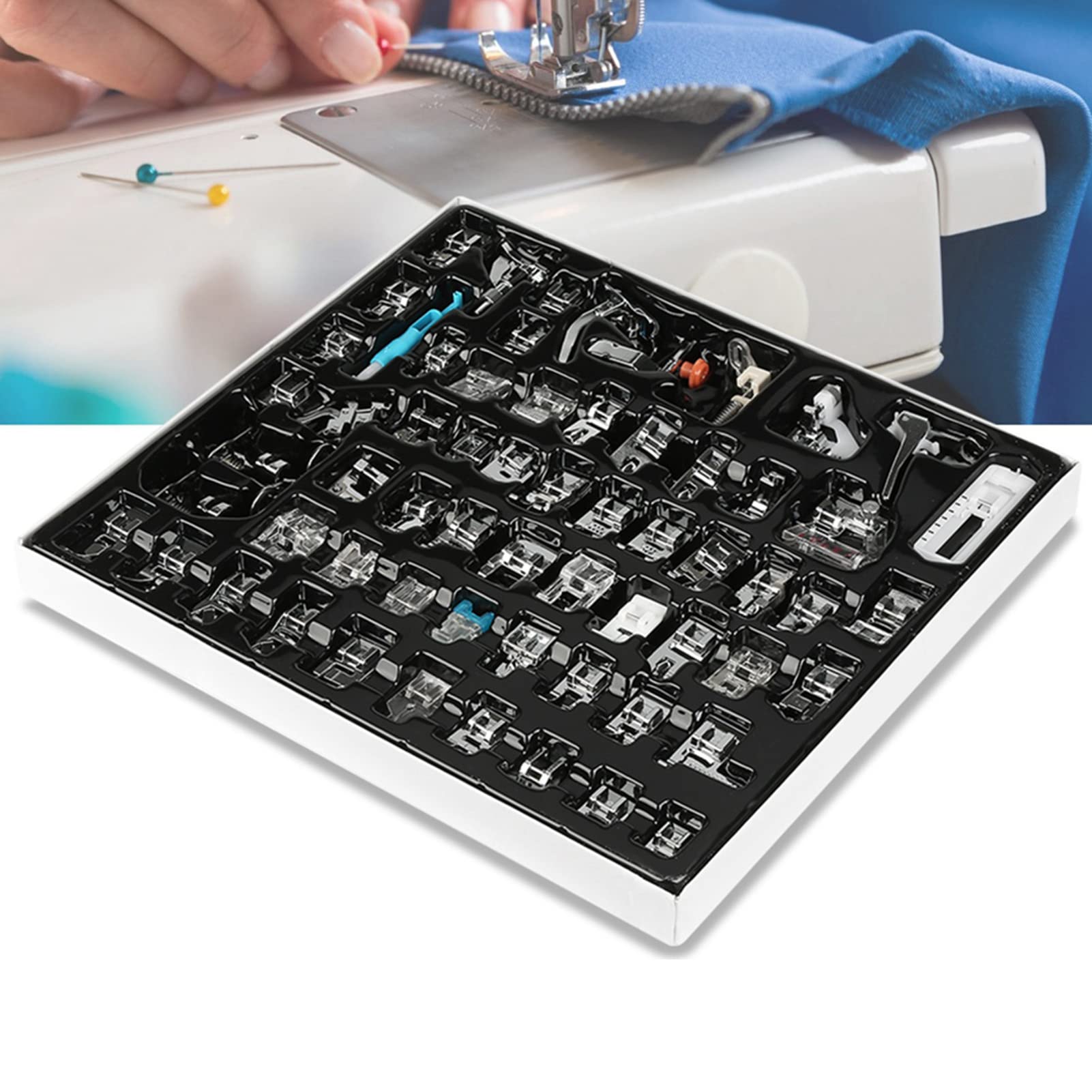 Lot de 62 Pieds Presseurs pour Machine à Coudre, Pièces De Machine à Coudre Multifonctionnelles pour Brother, Babylock, Singer, Elna, Toyota