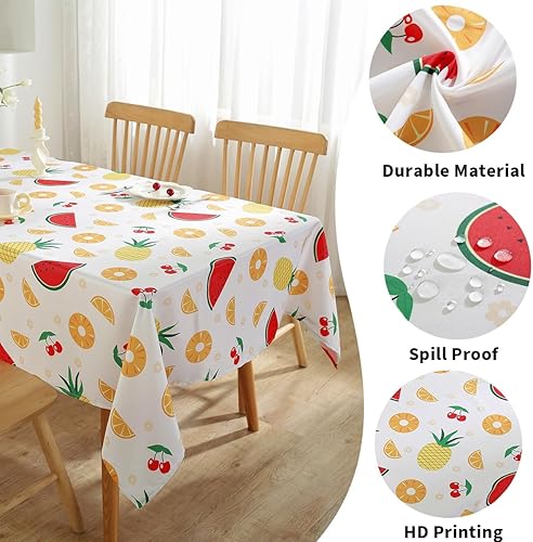 Miniatura 3 de SASTYBALE Manteles de verano para mesas rectangulares, a prueba de derrames, para interiores y exteriores, con estampados de sandía, mantel lavable