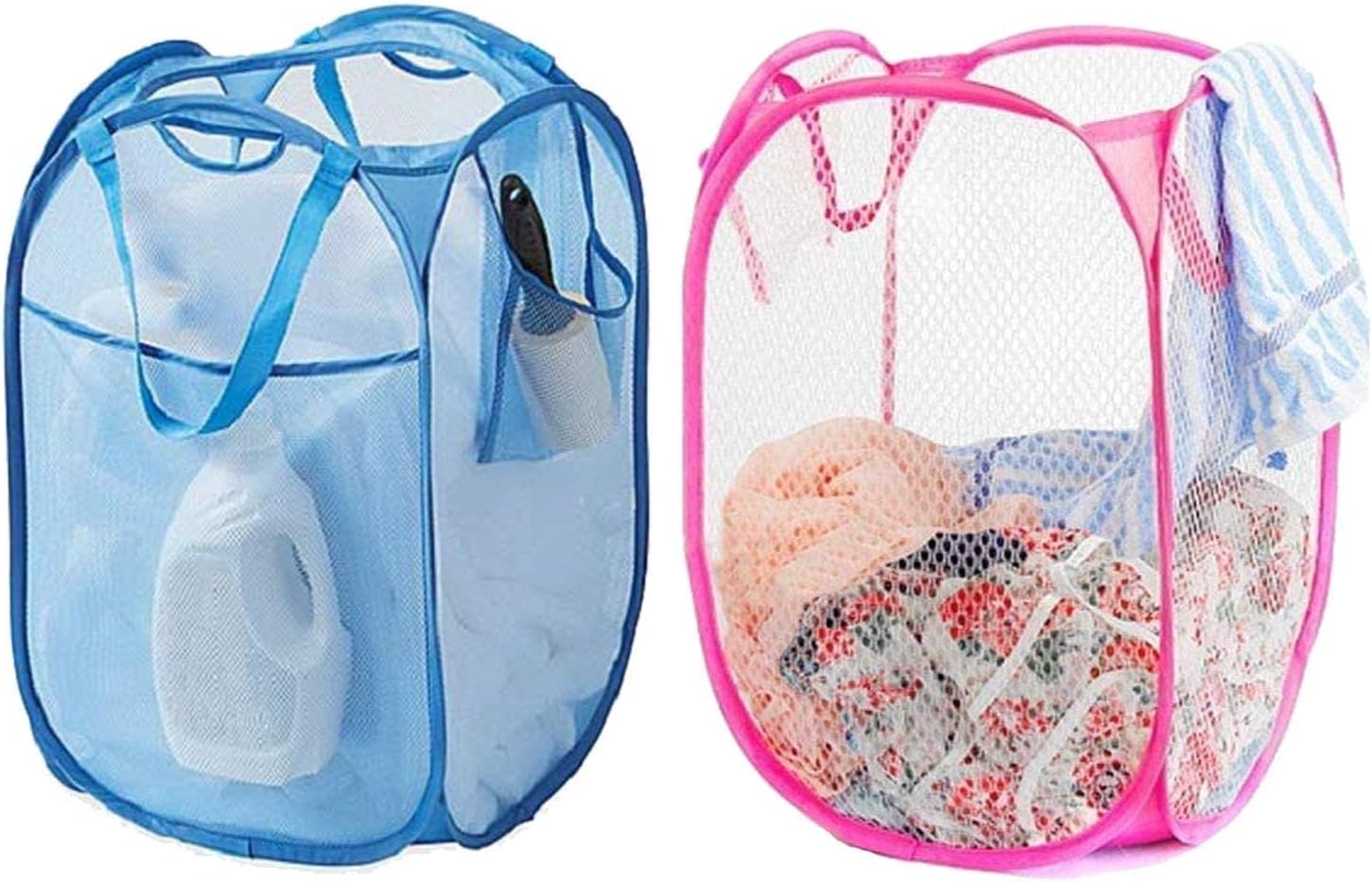 Perpetual Net Laundry Bag Foldable and Collapsible with Easy to Carry Handle- for Home, Dorms, Hostel, Toy Storage (Multicolor) 30 Liter Pack Of 2