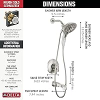 Vista 4 de Delta Faucet Tetra 17 Series - Juego de grifo de ducha y bañera de níquel cepillado de doble función con cabezal de ducha 2 en 1 In2ition