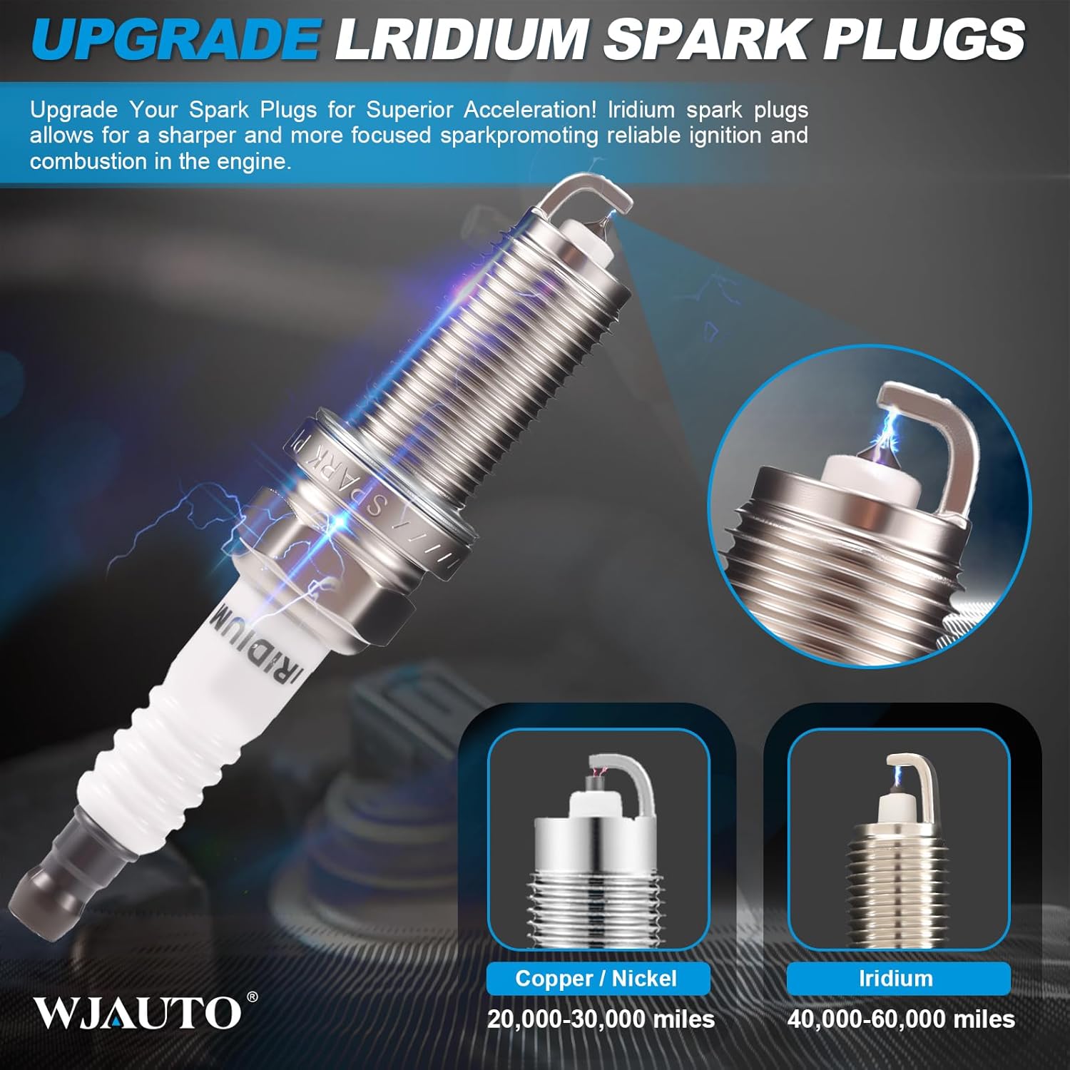 Iridium Spark Plugs 6 Pack, Pre-Gapped OEM Replacement for Infiniti FX35 G35 I35 M35 M35h QX4 Nissan 350Z Altima Frontier Maxima Murano NV1500 Pathfinder Quest Xterra Suzuki Equator