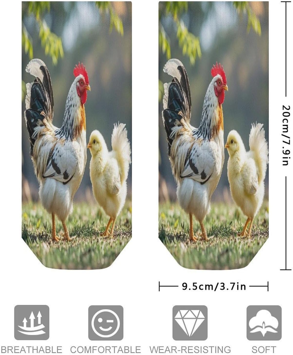 Chicken on The Grass Ankle Sock-Low Cut Breathable,Basketball Socks for Men Women,Tube Socks for Work Sports