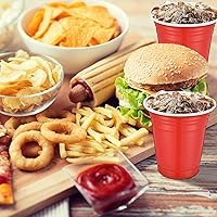 Vista 4 de Zopeal 300 vasos de plástico desechables rojos de 12 onzas, vasos de plástico rojo con líneas de relleno, vasos de plástico reutilizables