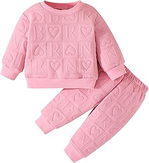 Kunyeah Bebé Niña Outfit Niña Amor Corazón Pullover Niño Sudadera Pantalones Infantil Letra Imprimir Manga Larga Top Pant Set