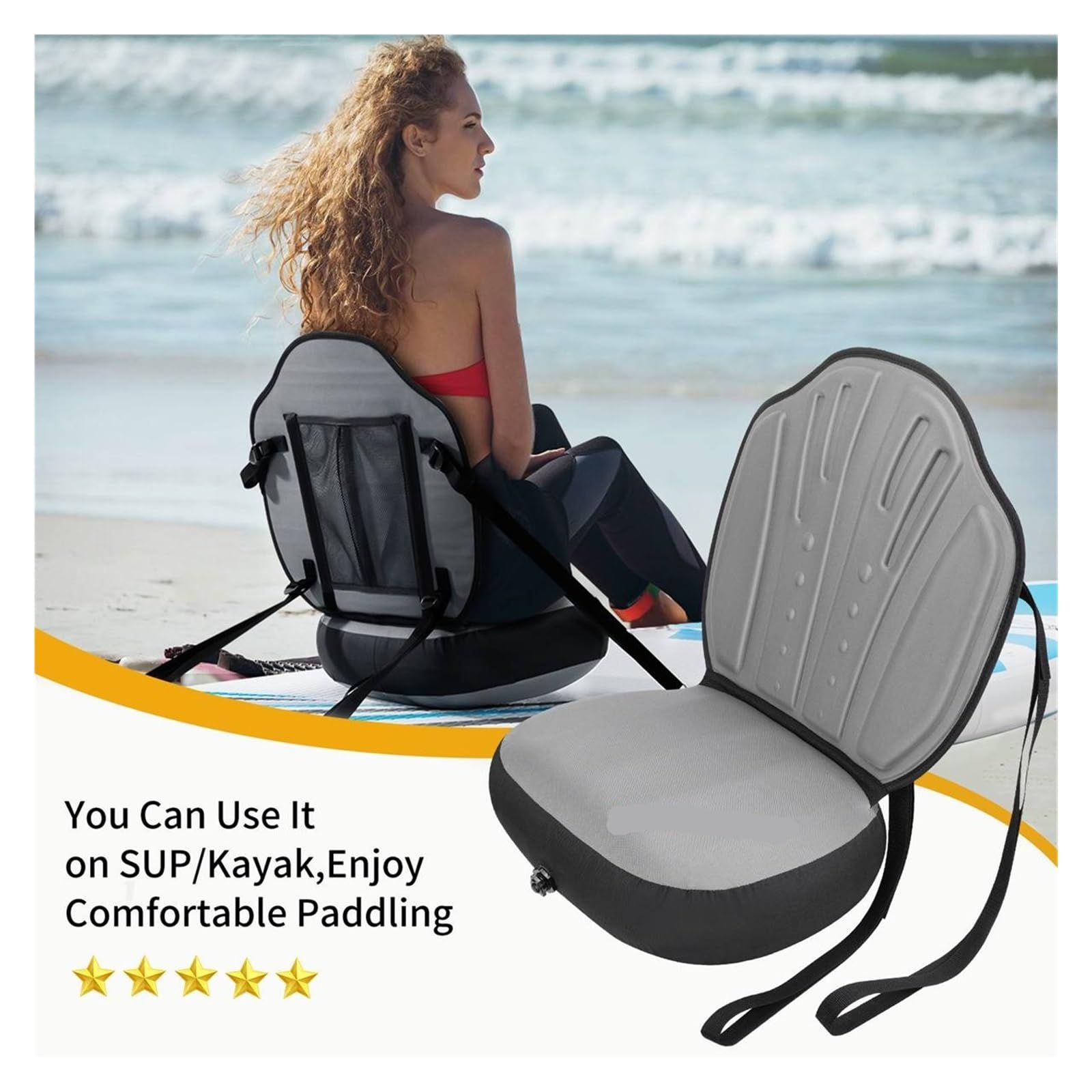 Abnehmbarer Kajaksitz mit Rückenstütze, aufblasbares Paddle Board, Verstellbarer Sitz, Bootszubehör, Kajakfahren, Angeln, Kanu für Kajak, Kanu