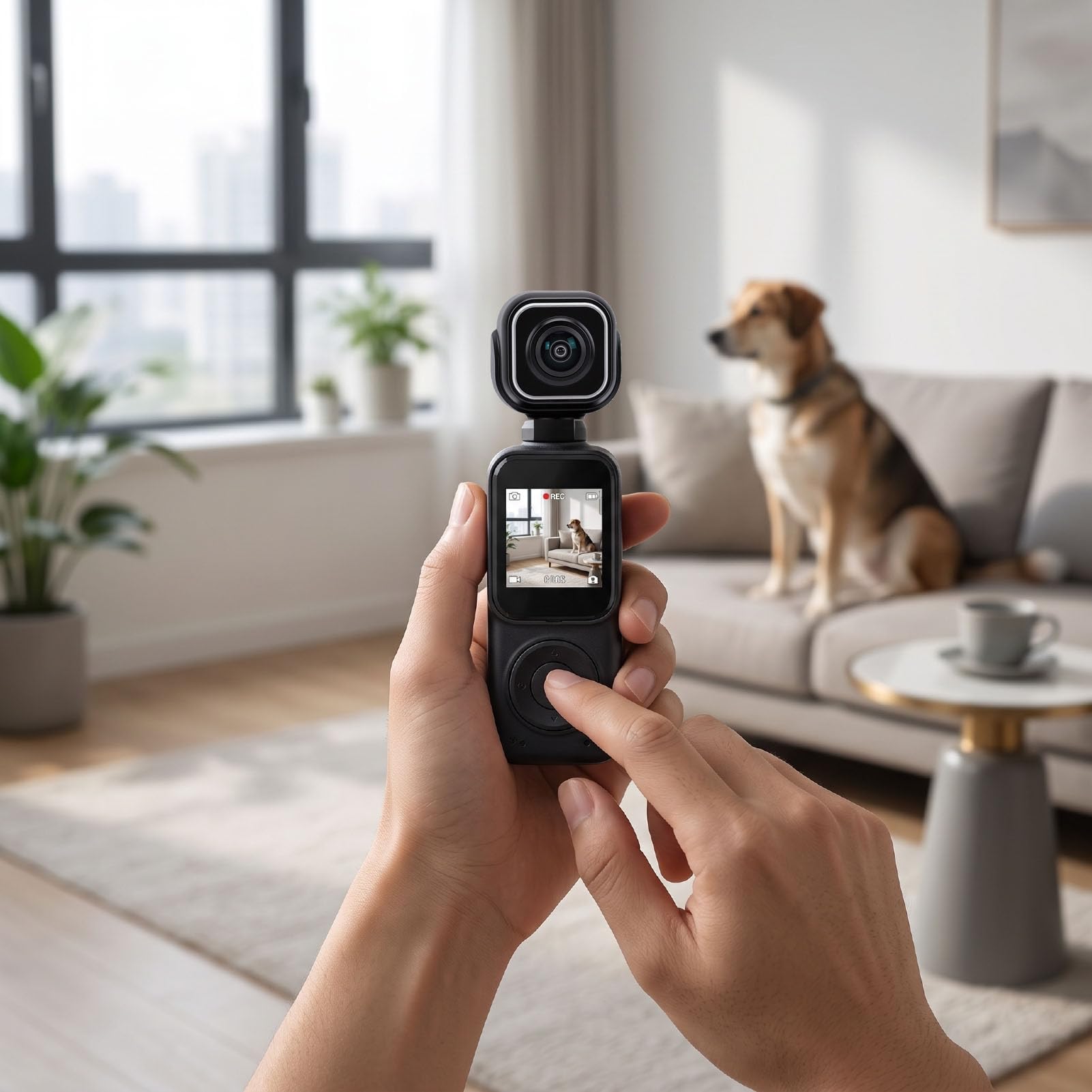 Tbest Videocamera 4K Rotazione 90 Gradi, Doppia Obiettivo | Registrazione Vlog, Lega di Alluminio ABS, Uso con Treppiede da Casco Outdoor, Supporto WiFi App, Compatibile e IOS,