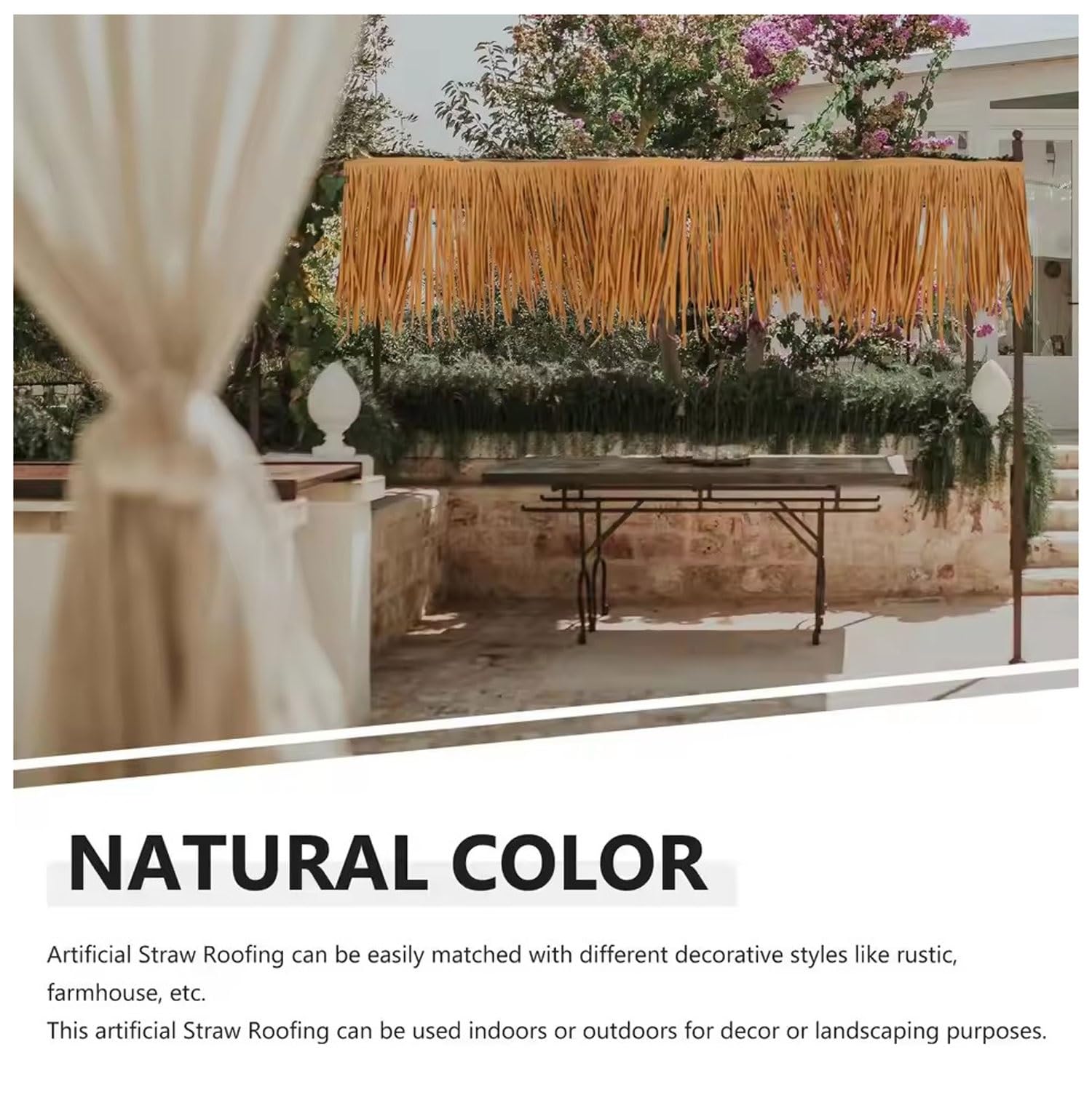 Toit De Paille En Herbe Chaume De Palmier Synthétique Pour Toiture De Paillote, Bar Tiki Ou Parasol De Jardin, Idéal Pour Ambiance Plage, Facile À Poser Artisanat De Bricolage D'art Commercial(0.5m x
