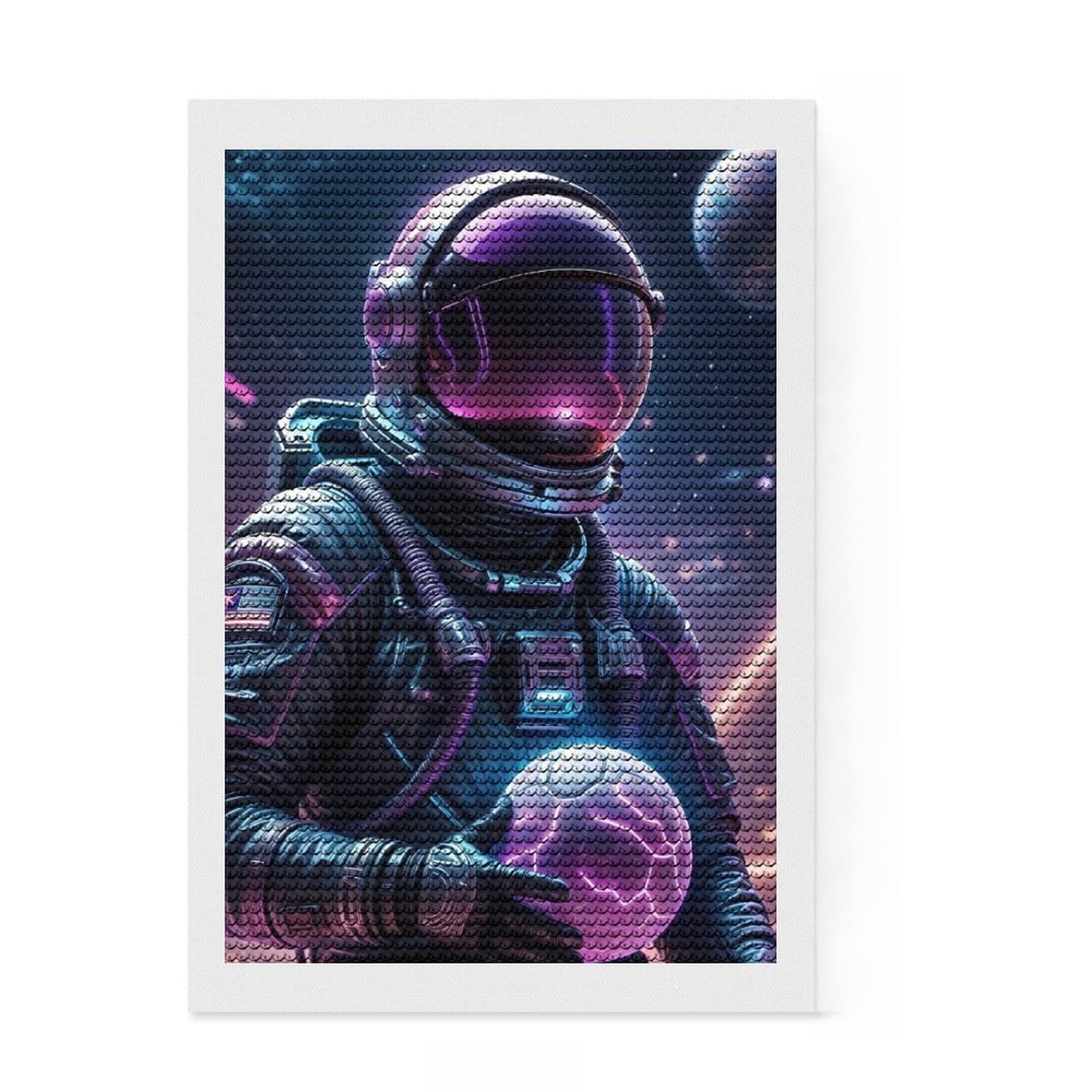 Junmoney Astronaut Football Player Diamond Art Kit 8"x12", Simple to Start, with Tool Kit, Boho Decor, Gift Idea, Easy to Enjoy, Printed Canvas