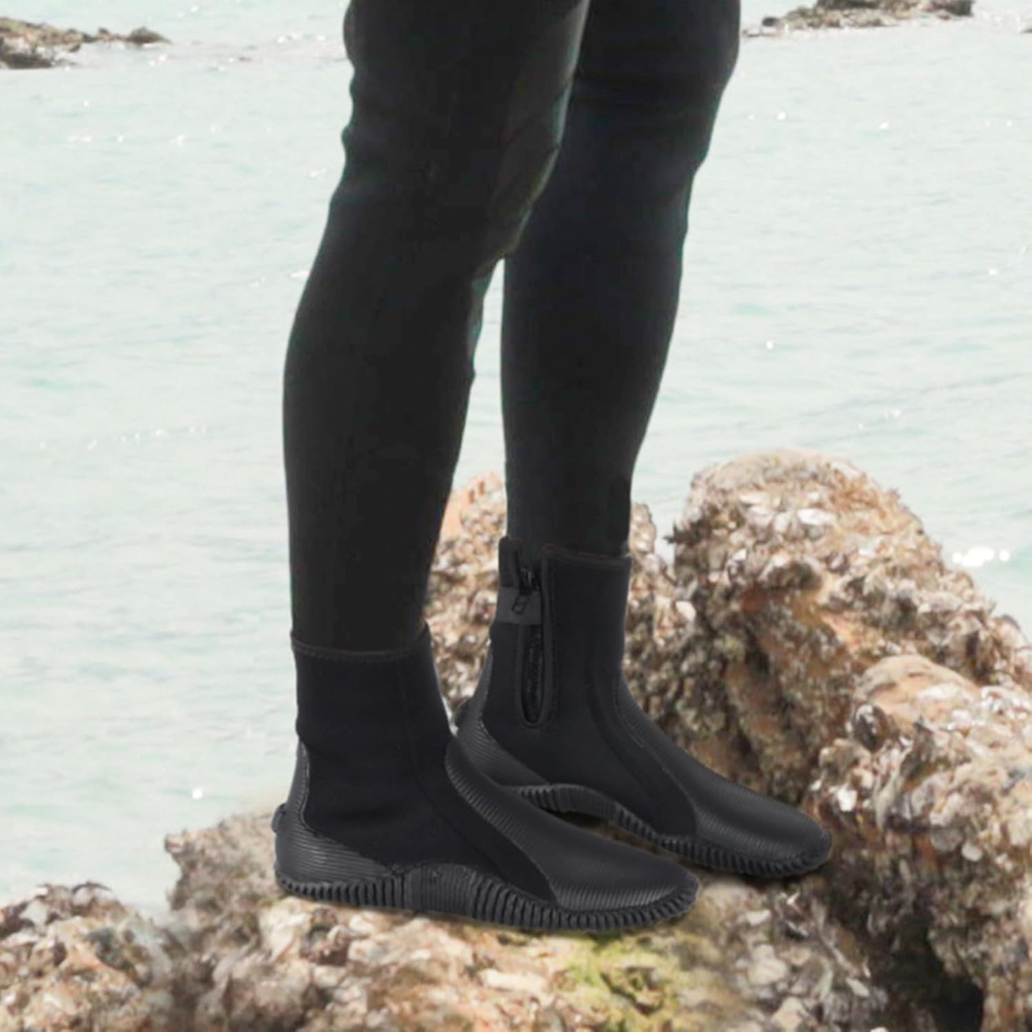 1 Pair 5mm Thick Water Sports Boot High Ankle Design Shoe for Enhanced Slip for Diving Adventures Snorkeling Shoe