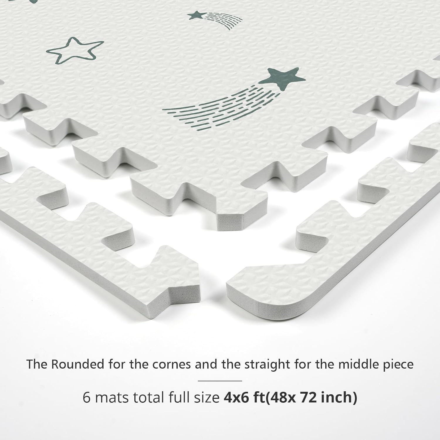 Foam Baby Play Mat, PIGLOG 72"x 48" Baby Crawling Mat for Kids for Babies with Interlocking Floor Tiles, Toddler Playmat for Indoor and Outdoor, Easy to Clean Playroom Floor Mats, Starlight