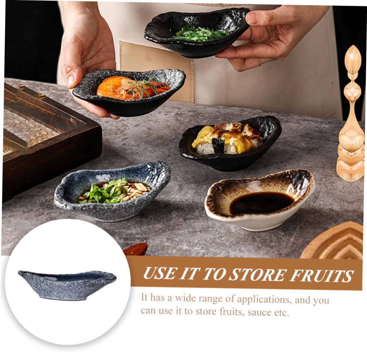 HOMSFOU Ceramic Sauce Dish Appetizer Bowl Delicate Plate Pinch Prep Wasabi Snacks Relish Tray Japanese Accessories Dinner Accessory Multi-function Sauce Holder Ceramic Dish Household