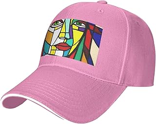 Gorra de béisbol con estampado abstracto colorido a rayas, estilo sándwich, ajuste durante todo el año, ajustable, cómodo y seguro