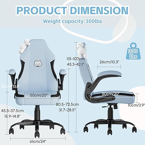 Miniatura 3 de Silla de escritorio, silla de oficina ergonómica para adultos, silla de computadora con soporte lumbar y reposabrazos abatibles, silla de oficina de