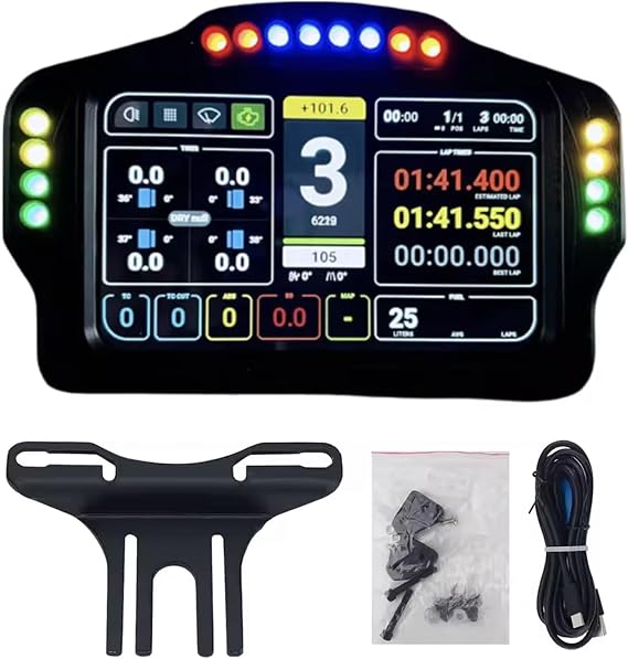 Benshuuk 5 inch Dashboard Touch Screen Gear Shifter for MOZA R3/R6/R9/R12; PC Multi-functional Instrument Speed Display For Logitech G29/G920/G923/RS50 Base Steering Wheel