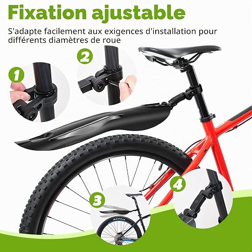 Behiruch Juego de guardabarros universal para bicicleta de montaña | 24-29 pulgadas con herramienta, protección ideal contra la suciedad y la suciedad - 5