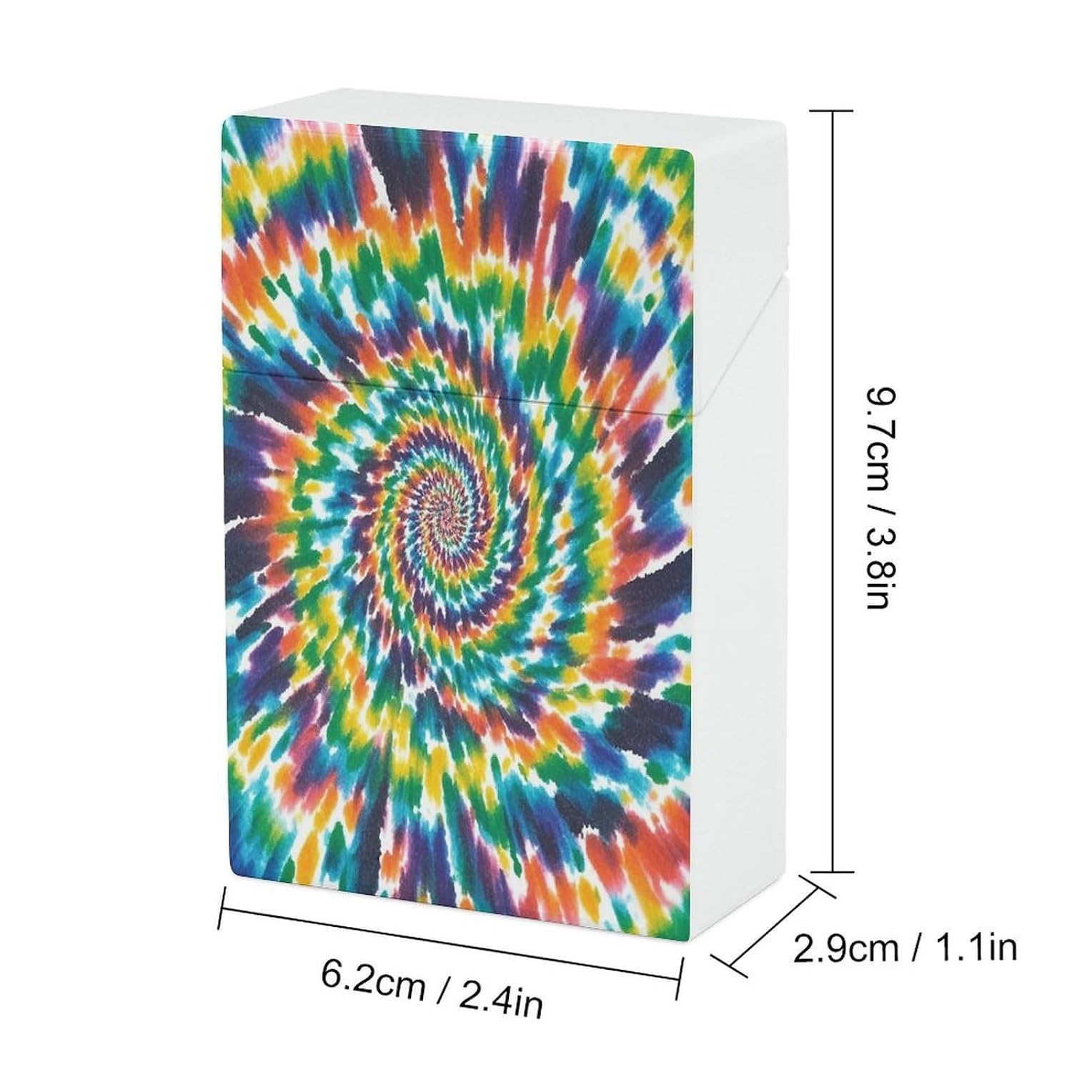 Colorful Spiral Tie Dye Cigarette Case Stylish Lightweight Pocket Holder Case for Smoke Waterproof Cigarette Dispenser Cigarettes Accessories for Outdoor Camping Hiking image 2