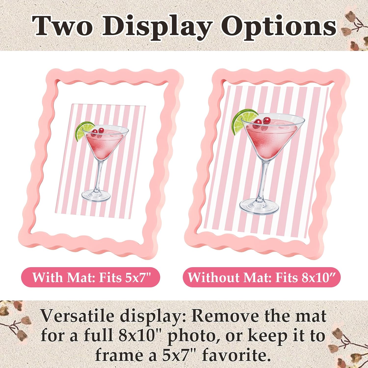 Novabright 4 Set 8x10 Colorful Scalloped Picture Frame Maximalist Decorative Picture Frame with Glass Front Wavy Trim Art Table Wall Hanging Whimsical Home Decor Gift (Pastel)