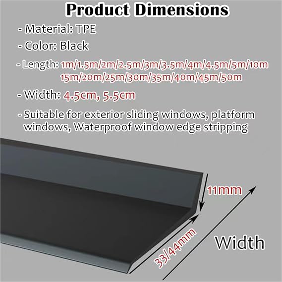 Kapı için kendinden yapışkanlı kapı: 4,5/5,5 cm, yağmur ve eşik koruması, 1 – 50 m eğimli mühür, enerji verimliliği ve hava akımlarına karşı koruma için 1 - 50 m