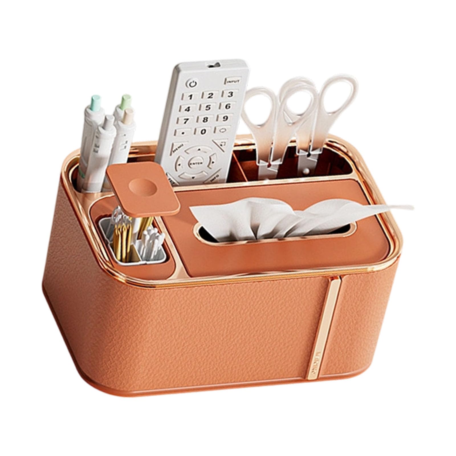 Multifunctional Desktop Tissue Organiser with Storage Container for Small Items Nonslip Base for Home Use Desktop Tissue Holder